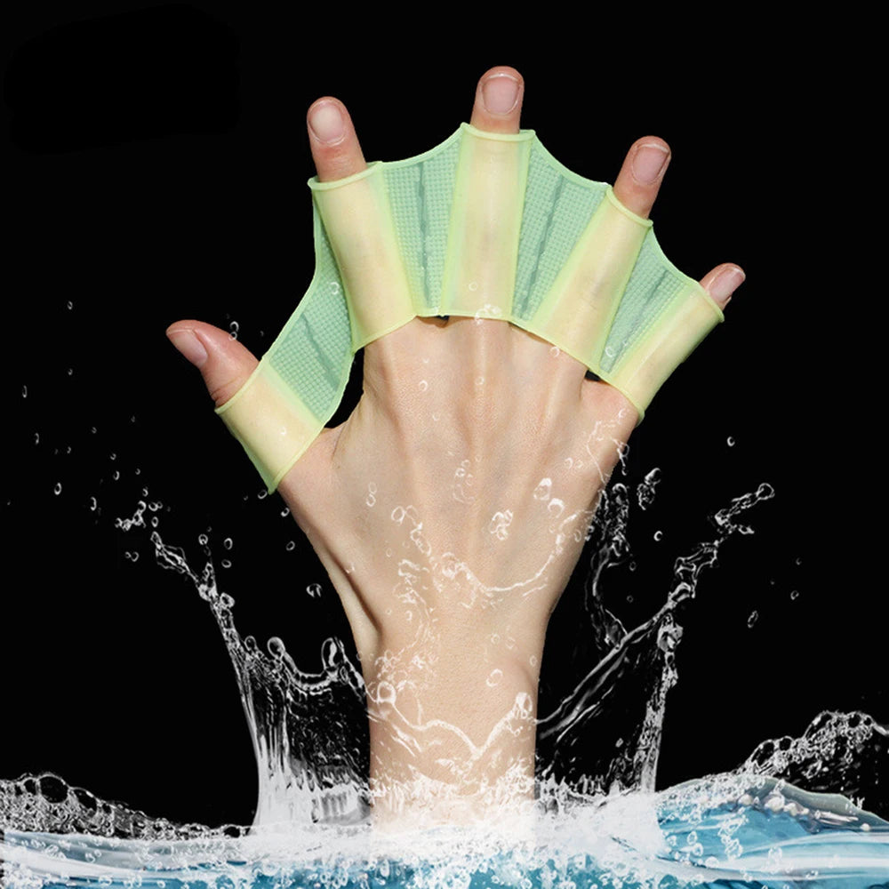 Palmes de natation en silicone ergonomiques avec gants palmés pour adultes et enfants, parfaites pour l'entraînement en piscine ou les sports aquatiques