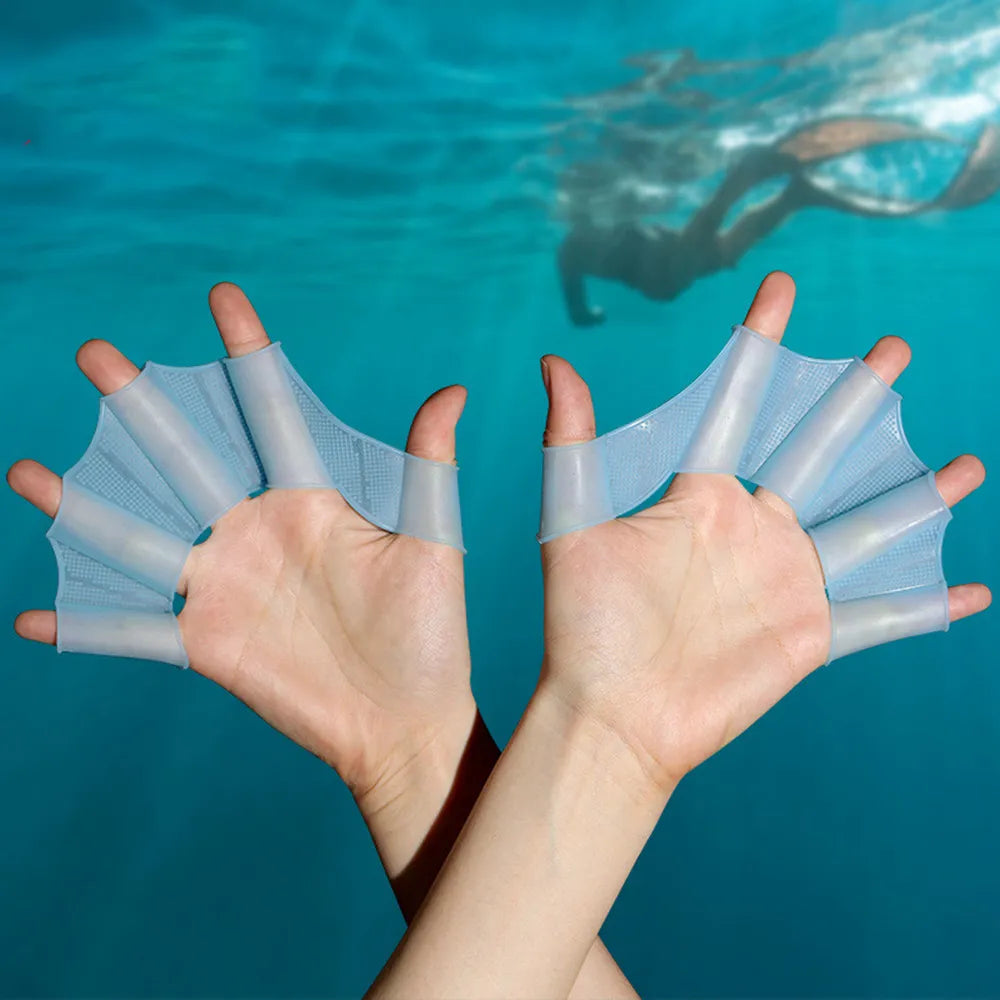 Palmes de natation en silicone ergonomiques avec gants palmés pour adultes et enfants, parfaites pour l'entraînement en piscine ou les sports aquatiques