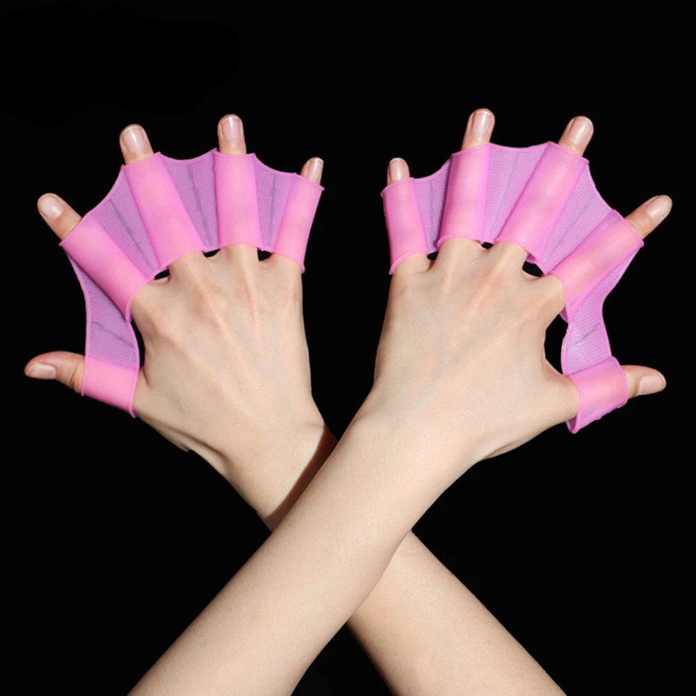 Palmes de natation en silicone ergonomiques avec gants palmés pour adultes et enfants, parfaites pour l'entraînement en piscine ou les sports aquatiques