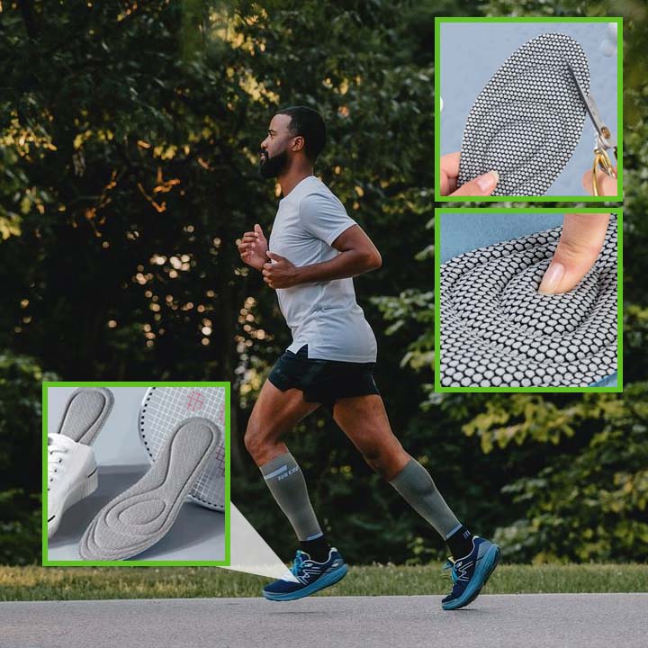 Semelles orthopédiques unisexes en mousse à mémoire de forme anti-transpiration avec désodorisation, idéales pour un amorti optimal lors de la course à pied ou du sport