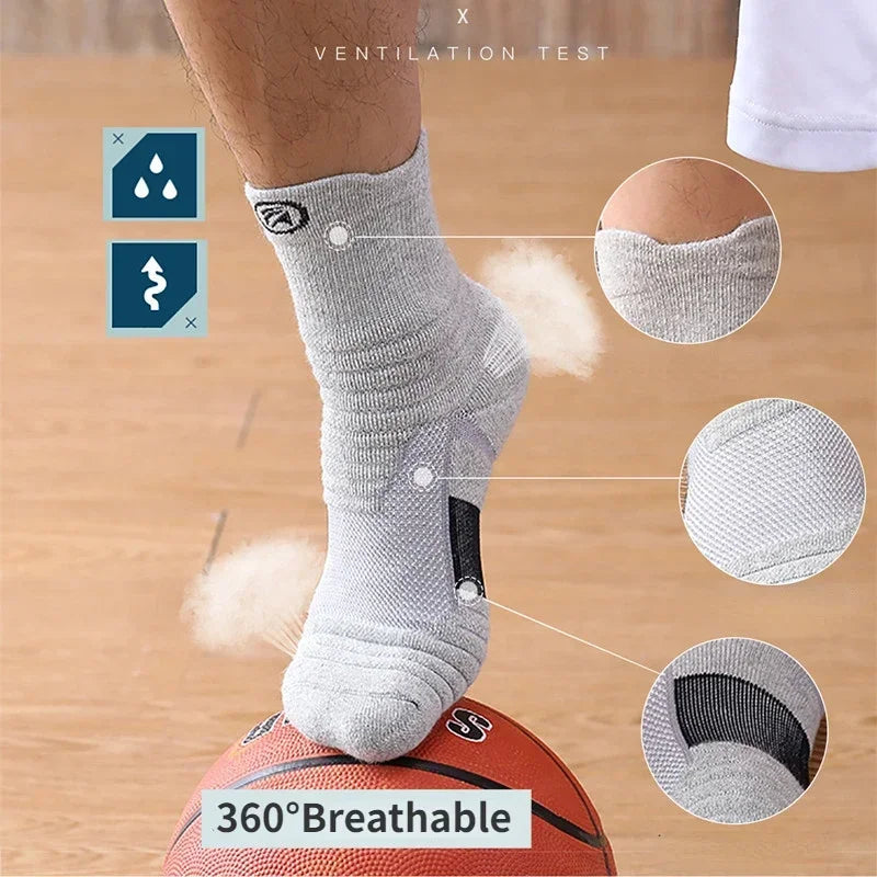 3 paires de Chaussettes Homme et Femme de Sport Respirantes - Compression Élastique Haute pour Basketball, Cyclisme, Course à Pied, Basket