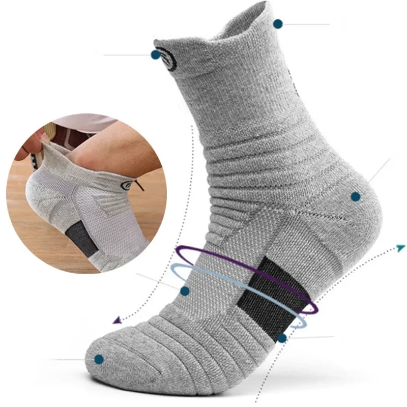 3 paires de Chaussettes Homme et Femme de Sport Respirantes - Compression Élastique Haute pour Basketball, Cyclisme, Course à Pied, Basket