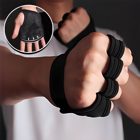 Gants d’haltérophilie résistants, unisexes, fabriqués en cuir synthétique durable pour protéger vos mains lors des séances de musculation. Www.corpsdechampion.com 
