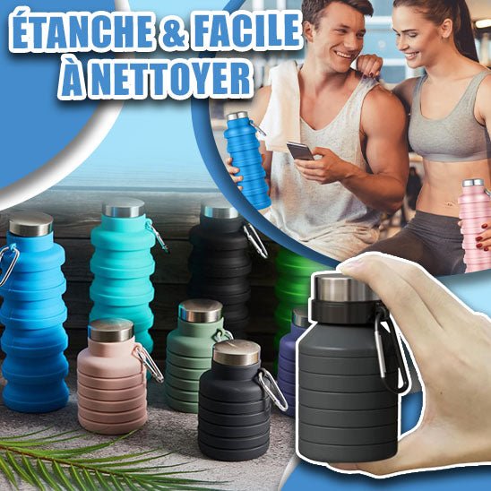 Nouvelle bouteille d'eau en Silicone Portable rétractable bouteille de café pliante tasses et outils de voyage en plein air bouteilles de Sport pliables - CORPSDECHAMPION