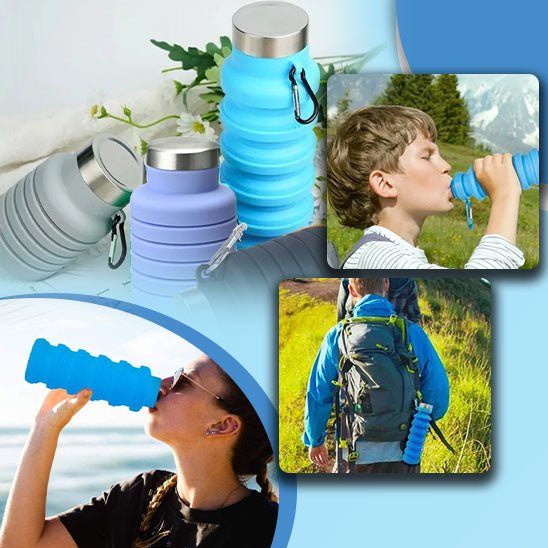 Nouvelle bouteille d'eau en Silicone Portable rétractable bouteille de café pliante tasses et outils de voyage en plein air bouteilles de Sport pliables - CORPSDECHAMPION