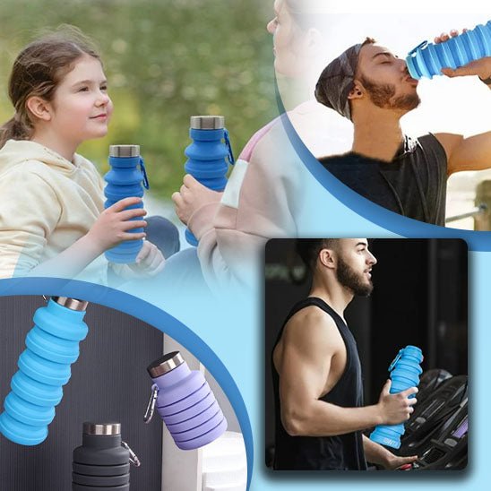 Nouvelle bouteille d'eau en Silicone Portable rétractable bouteille de café pliante tasses et outils de voyage en plein air bouteilles de Sport pliables - CORPSDECHAMPION