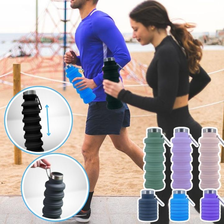 Nouvelle bouteille d'eau en Silicone Portable rétractable bouteille de café pliante tasses et outils de voyage en plein air bouteilles de Sport pliables - CORPSDECHAMPION