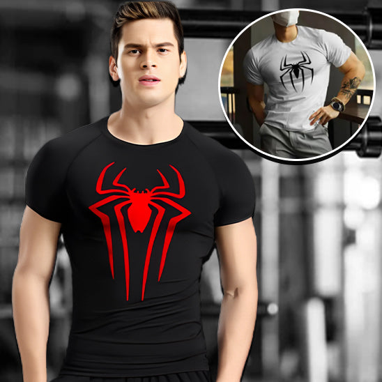 T-shirt fitness homme SpiderPerformance™ en polyester respirant et extensible, parfait pour la salle de sport.

