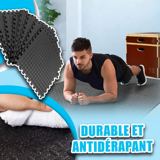 Tapis de Fitness Puzzle 4 à 12 pièces, tapis de massage, carreaux de sol en mousse emboîtables Eva pour salle de sport à domicile, tapis d'équipement de gymnastique à domicile, tapis de sol antidérapant - CORPSDECHAMPION