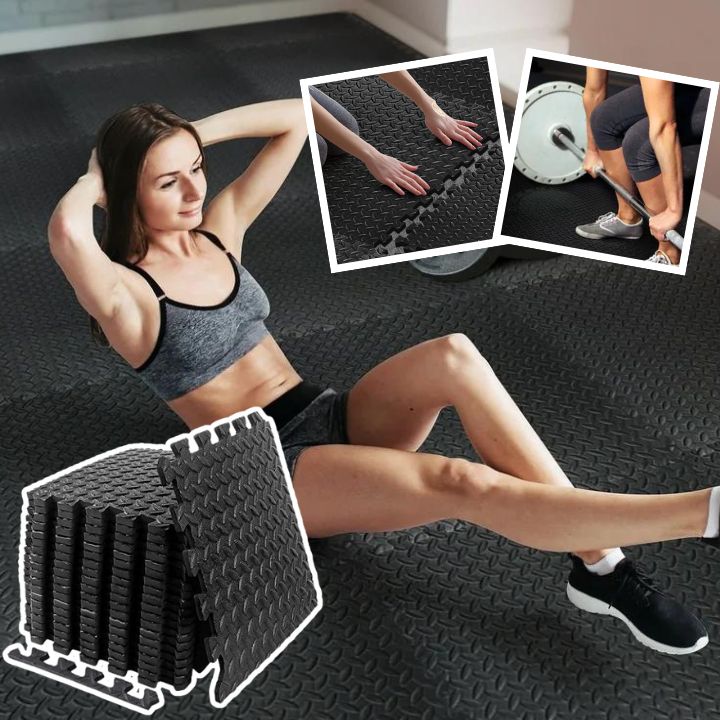 Tapis de Fitness Puzzle 4 à 12 pièces, tapis de massage, carreaux de sol en mousse emboîtables Eva pour salle de sport à domicile, tapis d'équipement de gymnastique à domicile, tapis de sol antidérapant - CORPSDECHAMPION