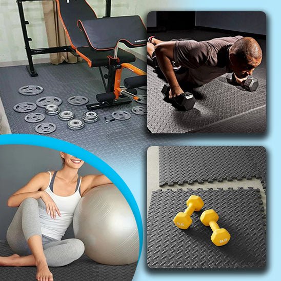 Tapis de Fitness Puzzle 4 à 12 pièces, tapis de massage, carreaux de sol en mousse emboîtables Eva pour salle de sport à domicile, tapis d'équipement de gymnastique à domicile, tapis de sol antidérapant - CORPSDECHAMPION